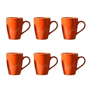 femora gold series ceramic coffee mug - set of 6 360ml multi - color tea cups stackable chip resistant large serving coffee cup ideal coffee mug for gift - red