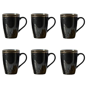 femora gold series ceramic coffee mug - set of 6 360ml multi - color tea cups stackable chip resistant large serving coffee cup ideal coffee mug for gift - peach