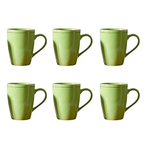 femora gold series ceramic coffee mug - set of 6 360ml multi - color tea cups stackable chip resistant large serving coffee cup ideal coffee mug for gift - black