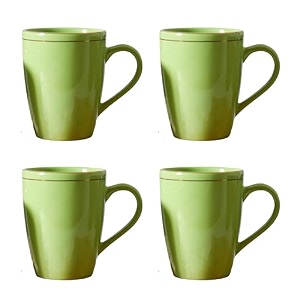 femora gold series ceramic coffee mug - set of 2360ml multi - color tea cups stackable chip resistant large serving coffee cup ideal coffee mug for gift - green