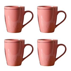 femora gold series ceramic coffee mug - set of 4 360ml multi - color tea cups stackable chip resistant large serving coffee cup ideal coffee mug for gift - peach