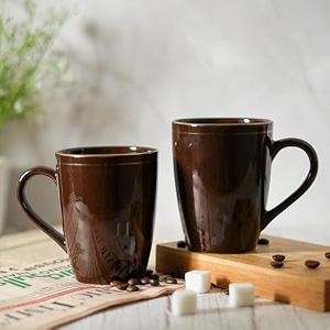 femora gold series ceramic coffee mug - set of 2360ml multi - color tea cups stackable chip resistant large serving coffee cup ideal coffee mug for gift - brown