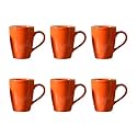 Femora Gold Series Ceramic Coffee Mug - Set of 6 (360ml) Multi - Color Tea cups, Stackable, Chip Resistant, large serving Coffee Cup, Ideal Coffee Mug for Gift - Red