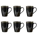 Femora Gold Series Ceramic Coffee Mug - Set of 6 (360ML) Multi - Color Tea Cups, Stackable, Chip Resistant, Large Serving Coffee Cup, Ideal Coffee Mug for Gift - Peach