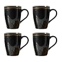 Femora Gold Series Ceramic Coffee Mug - Set of 4 (360ml) Multi - Color Tea Cups, Stackable, Chip Resistant, Large Serving Coffee Cup, Ideal Coffee Mug for Gift - Black