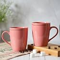 Femora Gold Series Ceramic Coffee Mug - Set of 2, 360ml Multi - Color Tea Cups, Stackable, Chip Resistant, Large Serving Coffee Cup, Ideal Coffee Mug for Gift - Peach