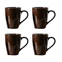 Femora Gold Series Ceramic Coffee Mug - Set of 4 (360ml) Multi - Color Tea Cups, Stackable, Chip Resistant, Large Serving Coffee Cup, Ideal Coffee Mug for Gift - Brown