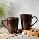 Femora Gold Series Ceramic Coffee Mug - Set of 2(360ml) Multi - Color Tea Cups, Stackable, Chip Resistant, Large Serving Coffee Cup, Ideal Coffee Mug for Gift - Black