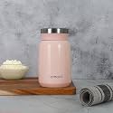 Femora Stainless Steel 500 ml Stainless Steel Vacuum Insulated Soup Flask &amp; Food Jar with Screw Lid | Spill &amp; Leak Proof Thermos Tiffin for Meals, Soups, Dal, Sambhar | Pink
