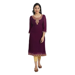 Femvy Designer Georgette Embroidred Kurti for Women
