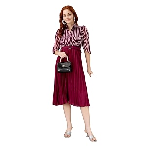 Femvy Womens Crepe Fit and Flare Knee-Length