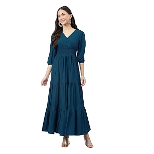 Femvy Womens Fit and Flare Maxi Dress