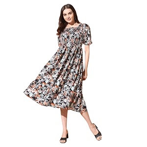 Femvy Womens Polyester Fit and Flare Knee-Length