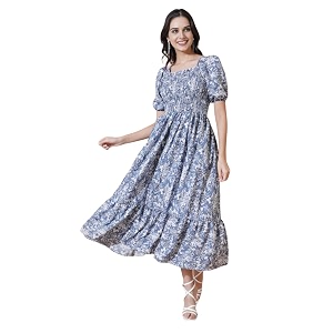 Femvy Womens Polyester Fit and Flare Knee-Length