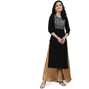 Femvy Womens Rayon Solid Regular Kurti