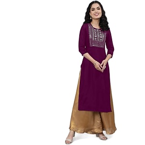 Femvy Womens Rayon Solid Regular Kurti