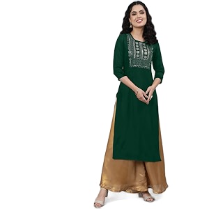 Femvy Womens Rayon Solid Regular Kurti