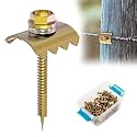 Fence Staples, Fence Post Screws for Softwoods, Fence Fasteners for Wire Fencing, Reuse Fence Staple Nails with Wire Fixer for Wire Mesh and Woven Fencing (1.8 inch-100 Pcs)