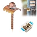 Fence Staples, Fence Post Screws for Softwoods, Fence Fasteners for Wire Fencing, Reuse Fence Staple Nails with Wire Fixer for Wire Mesh and Woven Fencing - 50 Pcs