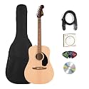 Fender California Redondo Dreadnought Acoustic Guitar - Natural Bundle with Gig Bag, Strap, Strings, Picks, and Austin Bazaar Instructional Video