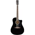 Fender CD-60SCE Dreadnought Cutaway Acoustic Electric Guitar, with 2-Year Warranty, Fishman Pickup and Preamp System, Black