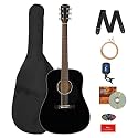 Fender Classic Design Dreadnought Acoustic Guitar - Black Bundle with Gig Bag, Tuner, Strap, Strings, Picks, and Austin Bazaar Instructional DVD