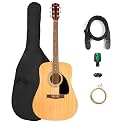 Fender Dreadnought Acoustic Guitar - Natural Bundle with Gig Bag, Tuner, Strings, Strap, and Picks