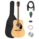 Fender FA-125 Dreadnought Acoustic Guitar - Natural Bundle with Gig Bag, Tuner, Strap, Strings, Picks, and Austin Bazaar Instructional DVD