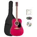 Fender FA Series Dreadnought Acoustic Guitar - Crimson Red Bundle with Gig Bag, Strings, Picks, and Austin Bazaar Instructional DVD