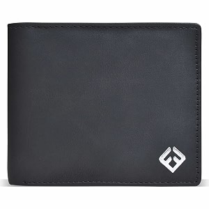 fendo kibisis genuine vegan leather wallet for men  durable and lightweight wallets for men  slim wallet for easy use  6 credit card slots  2 currency compartments  black