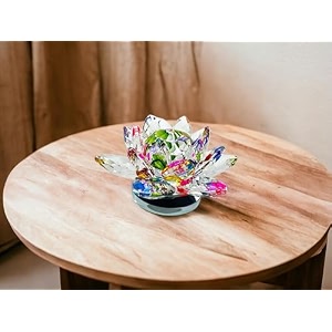 saudeep india feng shui crystal lotus flower vastu item  transparent glass kamal flower for positive energy home decor export quality