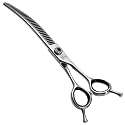 FENICE Professional Pet Grooming Scissors, JP440C Alloy Steel, Curved Chunker with Horseshoe Teeth, 75% Thinning (7")