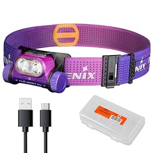 fenix hm65r-t v20 running headlamp 1600 lumen white light and warm white dual beams usb-c rechargeable lightweight long runtime for trail running with organizer black