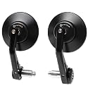 FENRIR CNC Aluminum Alloy Round Cafe Racer Retro Black Motorcycle Bar End Mirrors Side 22MM 7/8" Inch Handlebar Mirror Universal Rear View For M8/M6 Sport Naked Street Bike Cruiser Minimoto Scooter