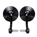 FENRIR Motorcycle Bar End Mirror Handlebar Mirrors Black Round CNC Forged Aluminum Alloy Anti-glare Vibration-reducing design Curved lenses For Street Cruiser Cafe Racer Scrambler Heritage Roadster