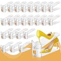 FENRUNXU Shoe Slots Organizer for Closet, Shoe Stacker Organizer Double Layer Stack Shoe Rack, Shoe Display Shelf 50% Space Saver Storage Holder for Closet, 24 PACK