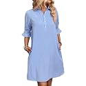 FENSACE Womens Casual Shirt Dress Ruffle Sleeve