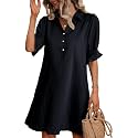 FENSACE Womens Casual Shirt Dress Ruffle Sleeve