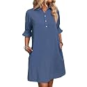 FENSACE Womens Casual Shirt Dress Ruffle Sleeve