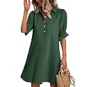 FENSACE Womens Casual Shirt Dress Ruffle Sleeve