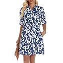 FENSACE Womens Casual Shirt Dress Ruffle Sleeve