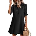 FENSACE Womens Casual Shirt Dress Ruffle Sleeve