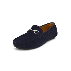 fentacia men blue suede leather buckled loafers shoes for men - 6 uk