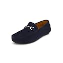 FENTACIA Men Blue Suede Leather Buckled Loafers Shoes for Men - 7 UK