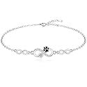Fenthring Paw Print Anklet S925 Sterling Silver Infinity Heart Puppy Dog Cat Ankle Bracelets for Women Beach Barefoot Paws Hawaiian Boho Cute Adjustable Anklets Mothers Day Gifts