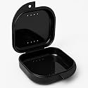 FEORA Dental Orthodontic Teeth Aligner Retainer Case Denture Box in Black Color Aligner Case Retainer Mouth Guard and Denture Storage Box Retainer Box Retainers Case Durable, Portable & Hygienic(1)