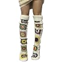 FEORJGP Womens Granny Square Over Knee High Socks Crochet Knitted Stockings Tube Long Leg Warmers Cable Thigh High Boot Socks