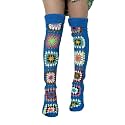 FEORJGP Womens Granny Square Over Knee High Socks Crochet Knitted Stockings Tube Long Leg Warmers Cable Thigh High Boot Socks