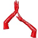 FEOYA Patent Leather Thigh High Socks for Women Pu Stockings Long Faux Leather Gloves Cosplay Accessories for Roleplay