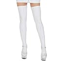 FEOYA Women's PU Leather Stockings Opaque Oil Shiny Glossy Thigh High Hosiery Pantyhose Sockings